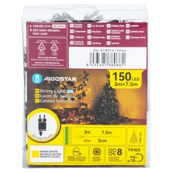 Niskonapięciowe lampki choinkowe 150led Ciepła biel, 7.5m zewnętrzne